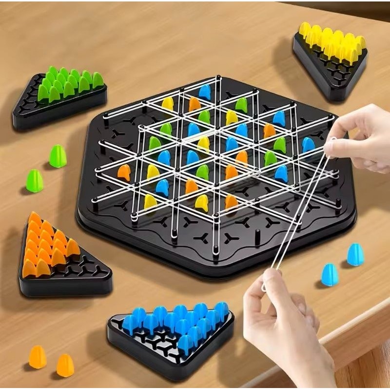 Triangle Strategy Battle Game Interactive Rubber Band Board Game Set For Kids Family 0