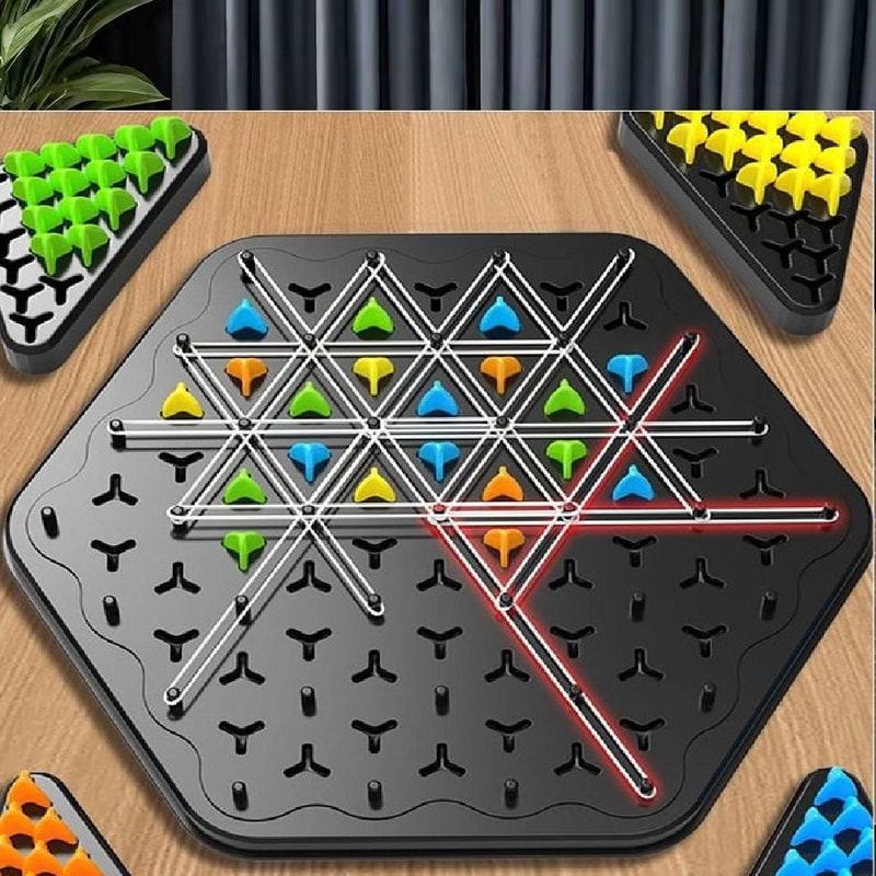 Triangle Strategy Battle Game Interactive Rubber Band Board Game Set For Kids Family 4