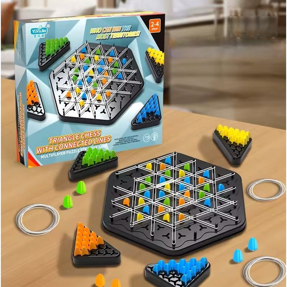 Triangle Strategy Battle Game Interactive Rubber Band Board Game Set For Kids Family 5