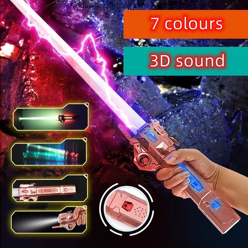 2in1 RGB Kids Lightsaber Toy ColorChanging Laser Sword Flashing Light Stick 1