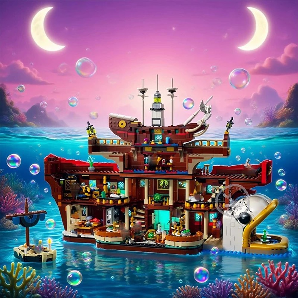 Floating Restaurant Architecture Building Set 3402 Piece Creative Display Model For Kids Adults 1