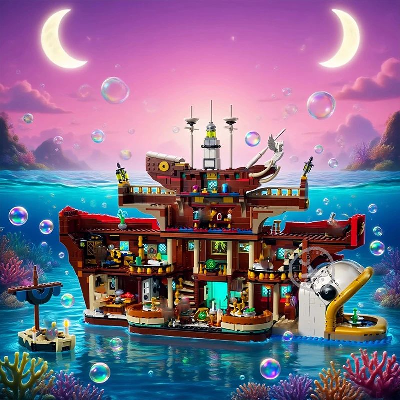 Floating Restaurant Architecture Building Set 3402 Piece Creative Display Model For Kids Adults 1