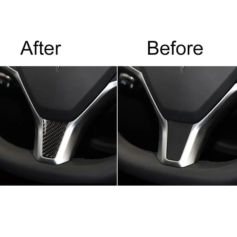 Carbon Fiber Steering Wheel Cover Sticker For Tesla Model S X Interior Trim Upgrade 2