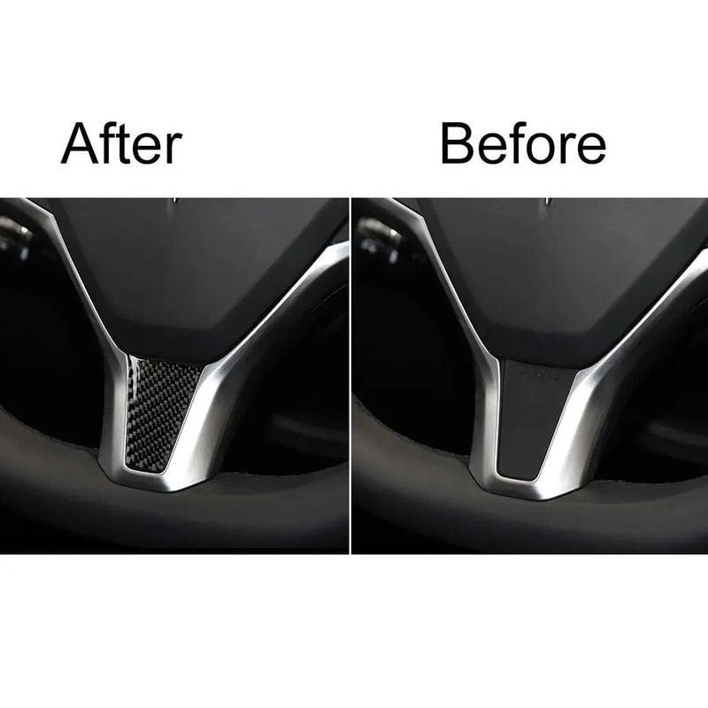 Carbon Fiber Steering Wheel Cover Sticker For Tesla Model S X Interior Trim Upgrade 2