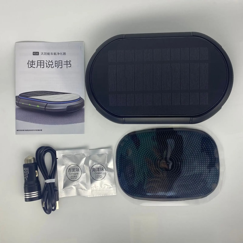 Solar Car Air Purifier With Negative Ion Generator USB Rechargeable Deodorizer For Fresh Clean Air 3