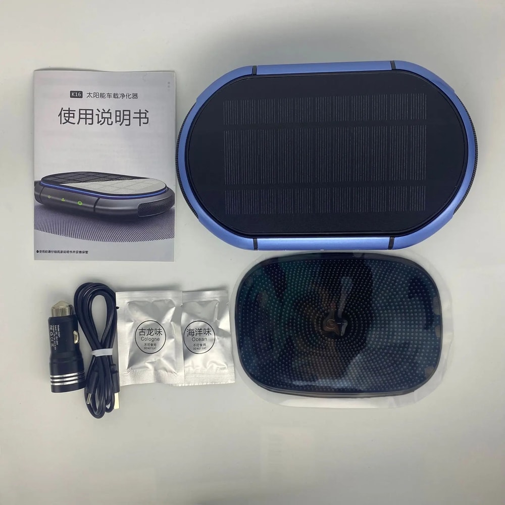 Solar Car Air Purifier With Negative Ion Generator USB Rechargeable Deodorizer For Fresh Clean Air 4