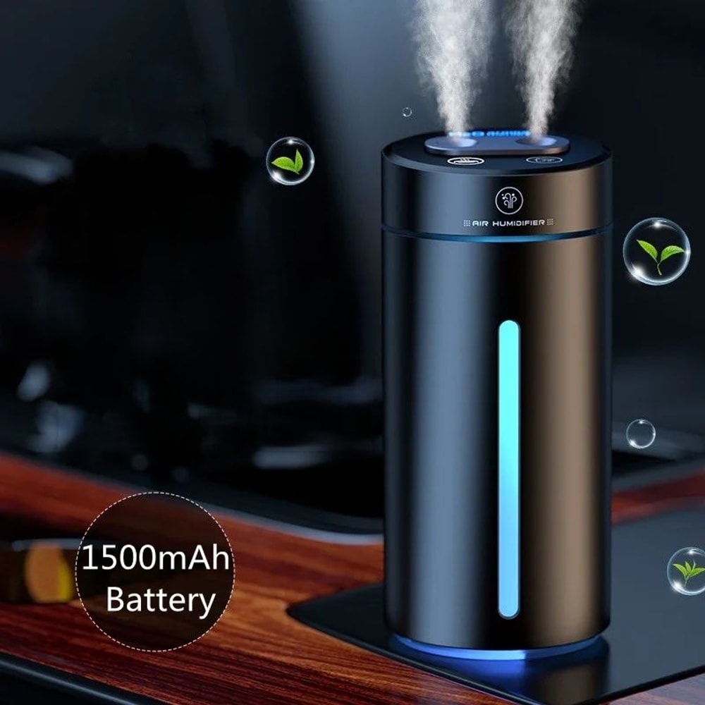 Dual Spray Car Air Humidifier Purifier Aluminum Alloy Essential Oil Diffuser 380ml 0