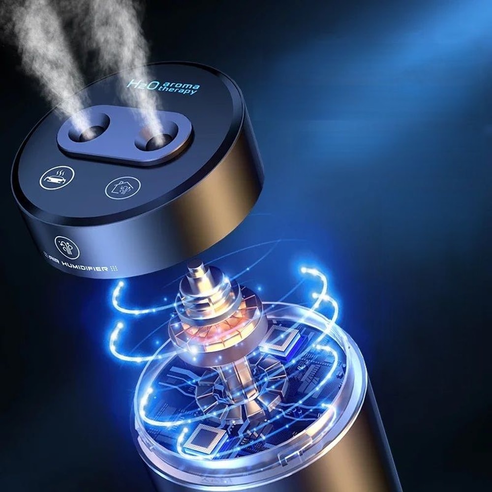 Dual Spray Car Air Humidifier Purifier Aluminum Alloy Essential Oil Diffuser 380ml 1