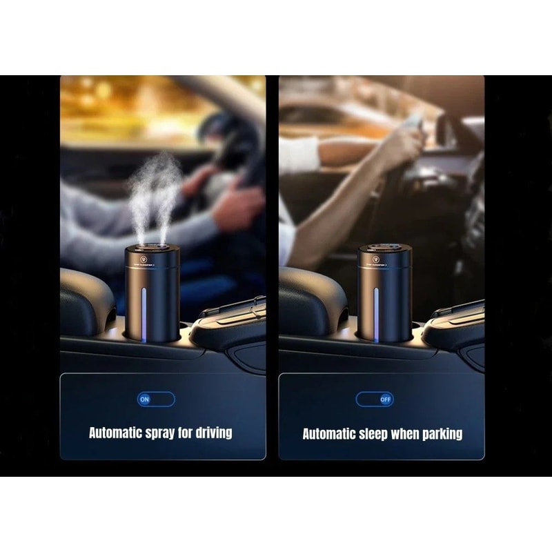 Dual Spray Car Air Humidifier Purifier Aluminum Alloy Essential Oil Diffuser 380ml 2