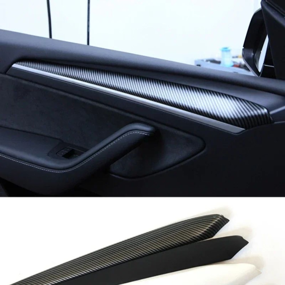 Carbon Fiber Interior Trim Cover Set For Tesla Model 3 Model Y Door Console Panel Decoration 1
