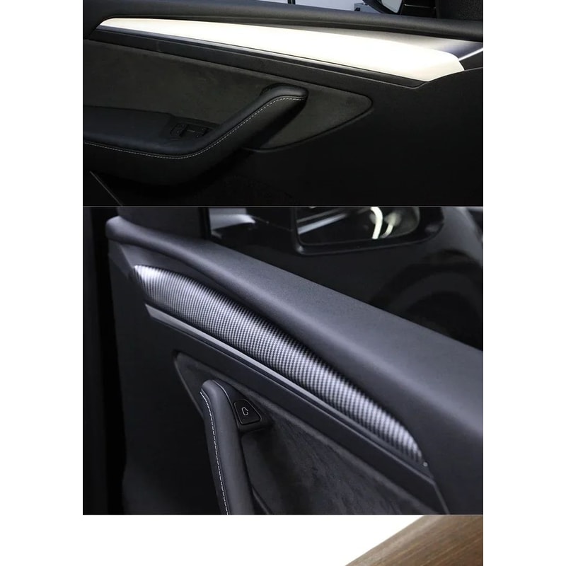 Carbon Fiber Interior Trim Cover Set For Tesla Model 3 Model Y Door Console Panel Decoration 2