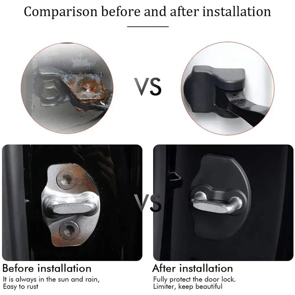 Door Lock Protector Covers For Tesla Model 3 Model Y Interior Door Latch Protection Set 1