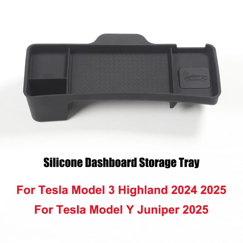 Tesla Dashboard Storage Tray For Model Y Juniper 2025 Model 3 Highland Silicone Center Console Or 4