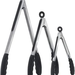 stainless steel silicone kitchen tongs – locking bbq cooking tongs with non-slip tips (7/9/12 inch)