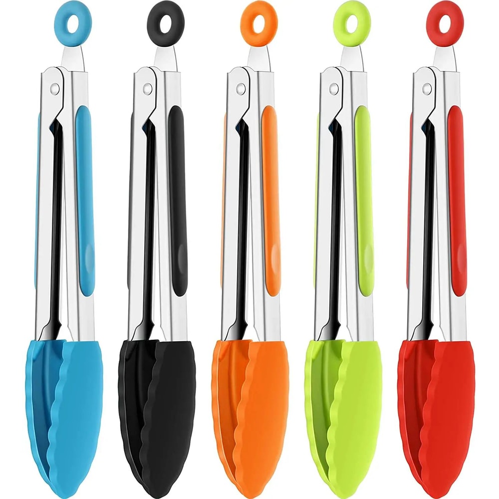 Stainless Steel Silicone Kitchen Tongs Locking BBQ Cooking Tongs With NonSlip Tips 7912 Inch 3