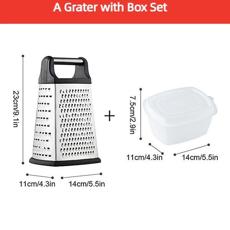 Stainless Steel Box Cheese Grater With Container 4Sided Kitchen Food Grater For Cheese Vegetables 3