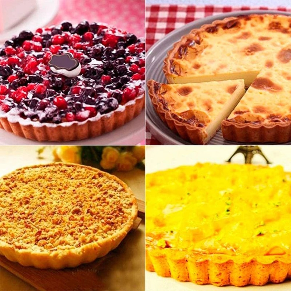 Nonstick Tart Quiche Pan With Removable Bottom Fluted Loose Bottom Baking Pan For Pies Cakes 3