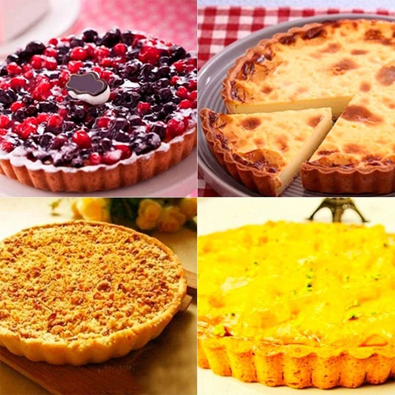 Nonstick Tart Quiche Pan With Removable Bottom Fluted Loose Bottom Baking Pan For Pies Cakes 3