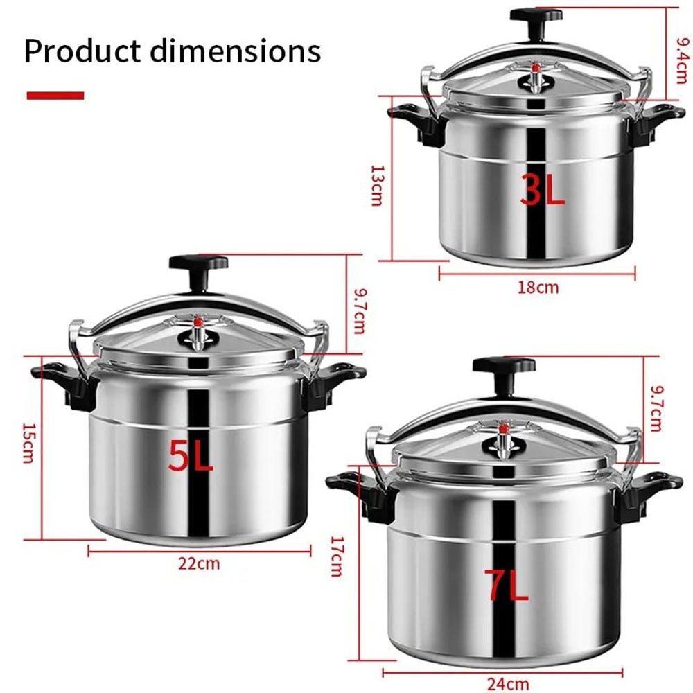 HeavyDuty Pressure Cooker For Gas Stoves Aluminum ExplosionProof Pressure Pot 3L 5L 7L 3