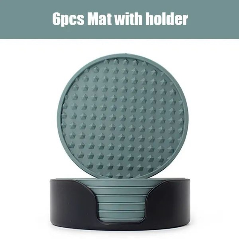 Silicone Drink Coaster Set With Holder HeatResistant NonSlip Cup Coasters 67 PCS 4