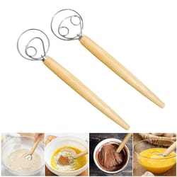 stainless steel danish dough whisk – handheld bread dough mixer for baking & pastry
