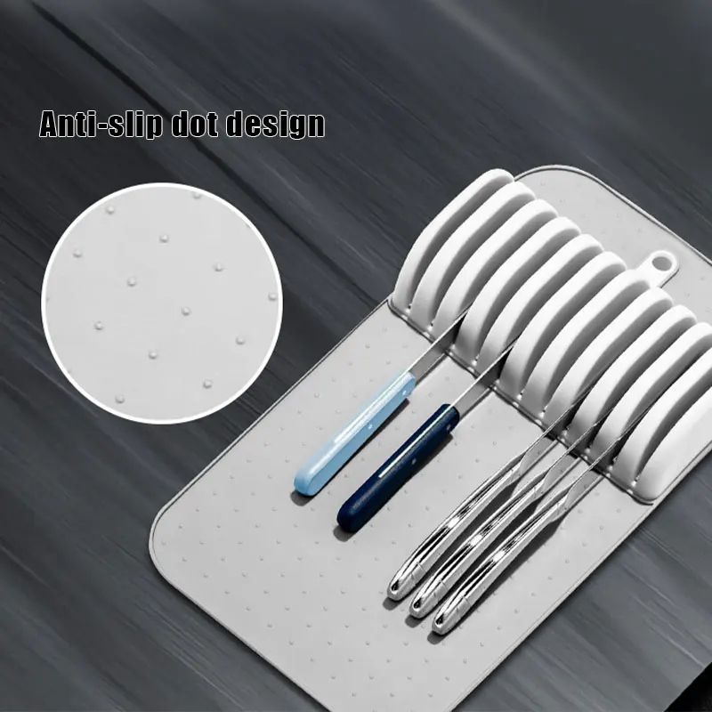 Large Knife Drawer Organizer Mat NonSlip Kitchen Knife Holder With 5 Or 11 Slots 1