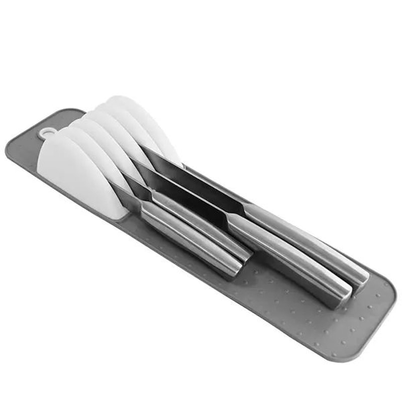 Large Knife Drawer Organizer Mat NonSlip Kitchen Knife Holder With 5 Or 11 Slots 4