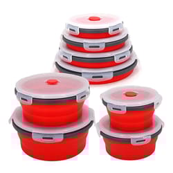 collapsible silicone lunch box with lid – microwave-safe folding food container for work & travel