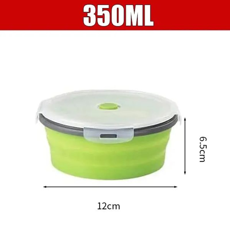 Collapsible Silicone Lunch Box With Lid MicrowaveSafe Folding Food Container For Work Travel 4