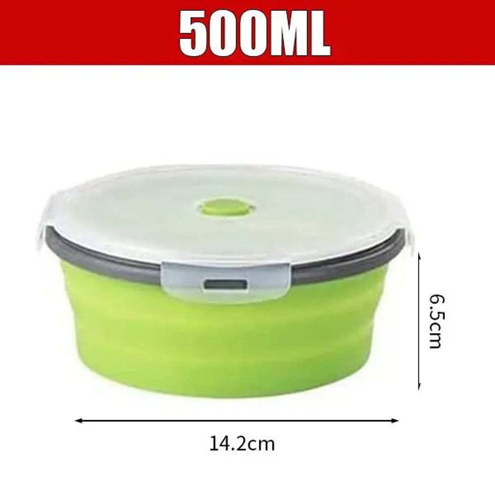 Collapsible Silicone Lunch Box With Lid MicrowaveSafe Folding Food Container For Work Travel 5