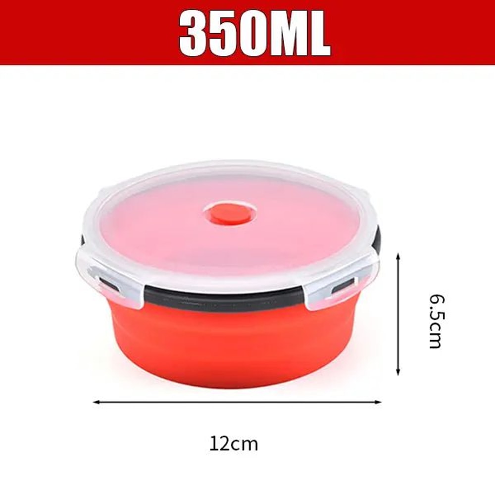 Collapsible Silicone Lunch Box With Lid MicrowaveSafe Folding Food Container For Work Travel 6