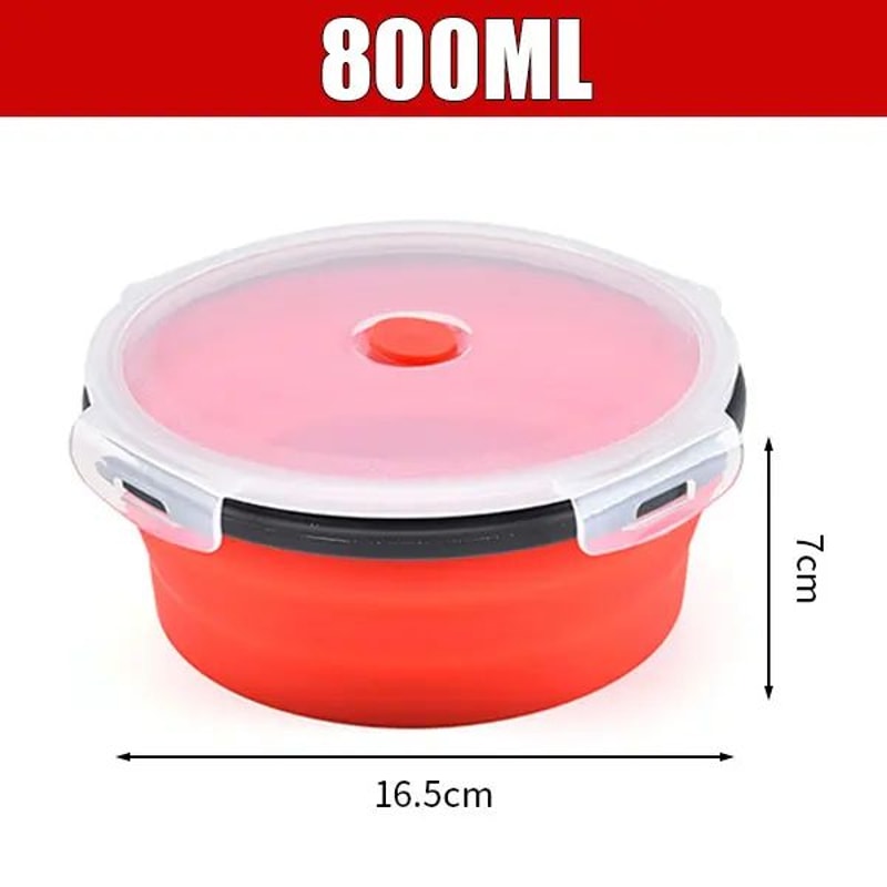 Collapsible Silicone Lunch Box With Lid MicrowaveSafe Folding Food Container For Work Travel 8