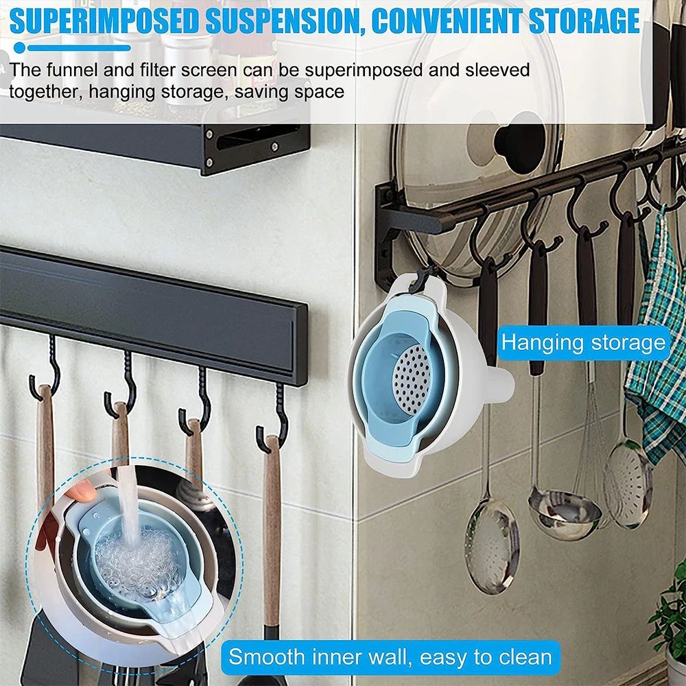 4in1 Kitchen Funnel Set With Strainer BPAFree Food Grade Oil Bottle Funnels 1