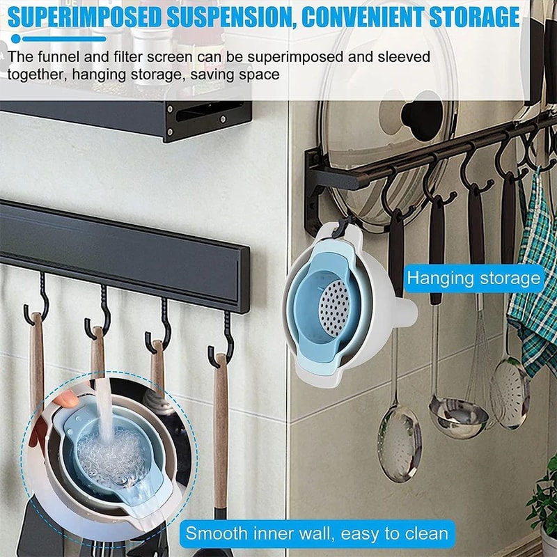 4in1 Kitchen Funnel Set With Strainer BPAFree Food Grade Oil Bottle Funnels 1