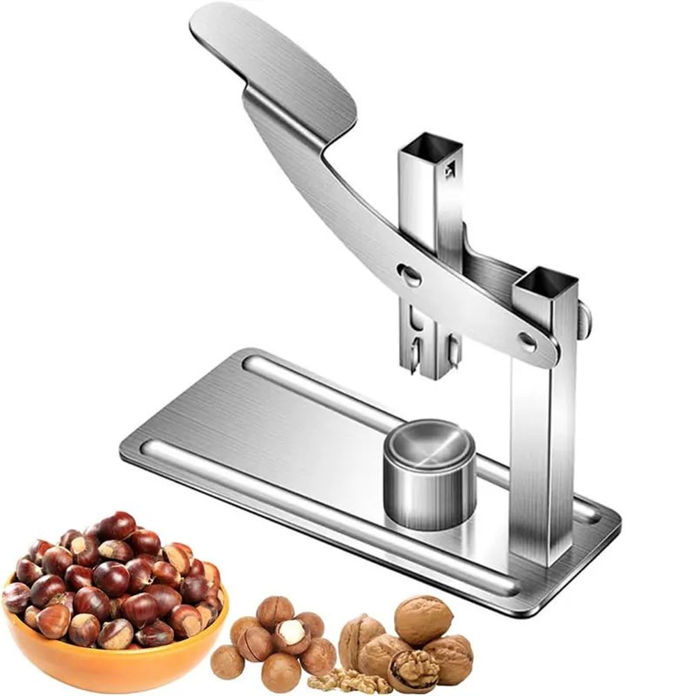 HeavyDuty Chestnut Cracker With NonSlip Handle Stainless Steel Nut Opener Tool 0