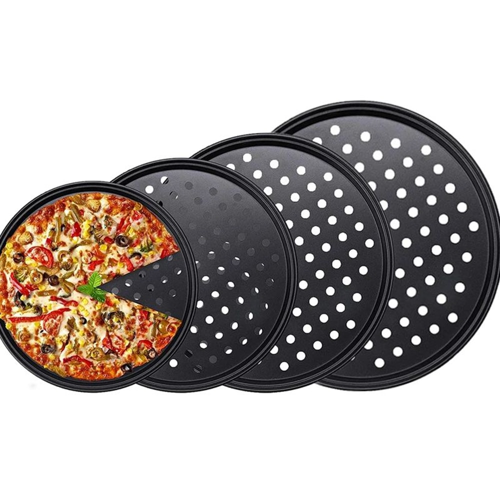 Nonstick Pizza Crisper Tray With Holes Carbon Steel Deep Dish Pizza Baking Pan 0