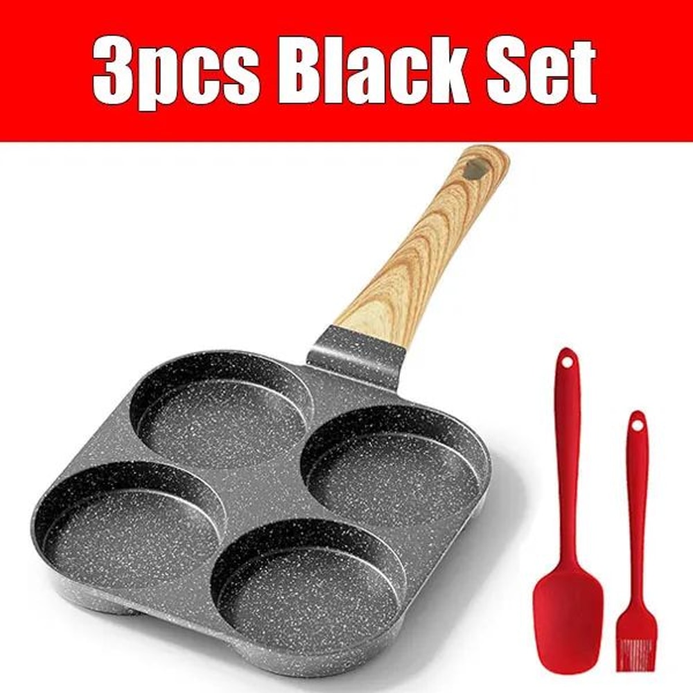 4Cup Egg Pan Omelette Skillet Nonstick Granite Pan For Gas Induction Cooking 4