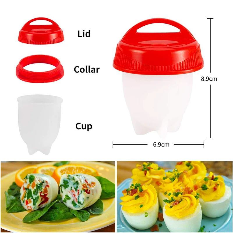Silicone Egg Poacher Cups BPAFree Nonstick Egg Boiler Steamer Set 3 Or 6 Pieces 4