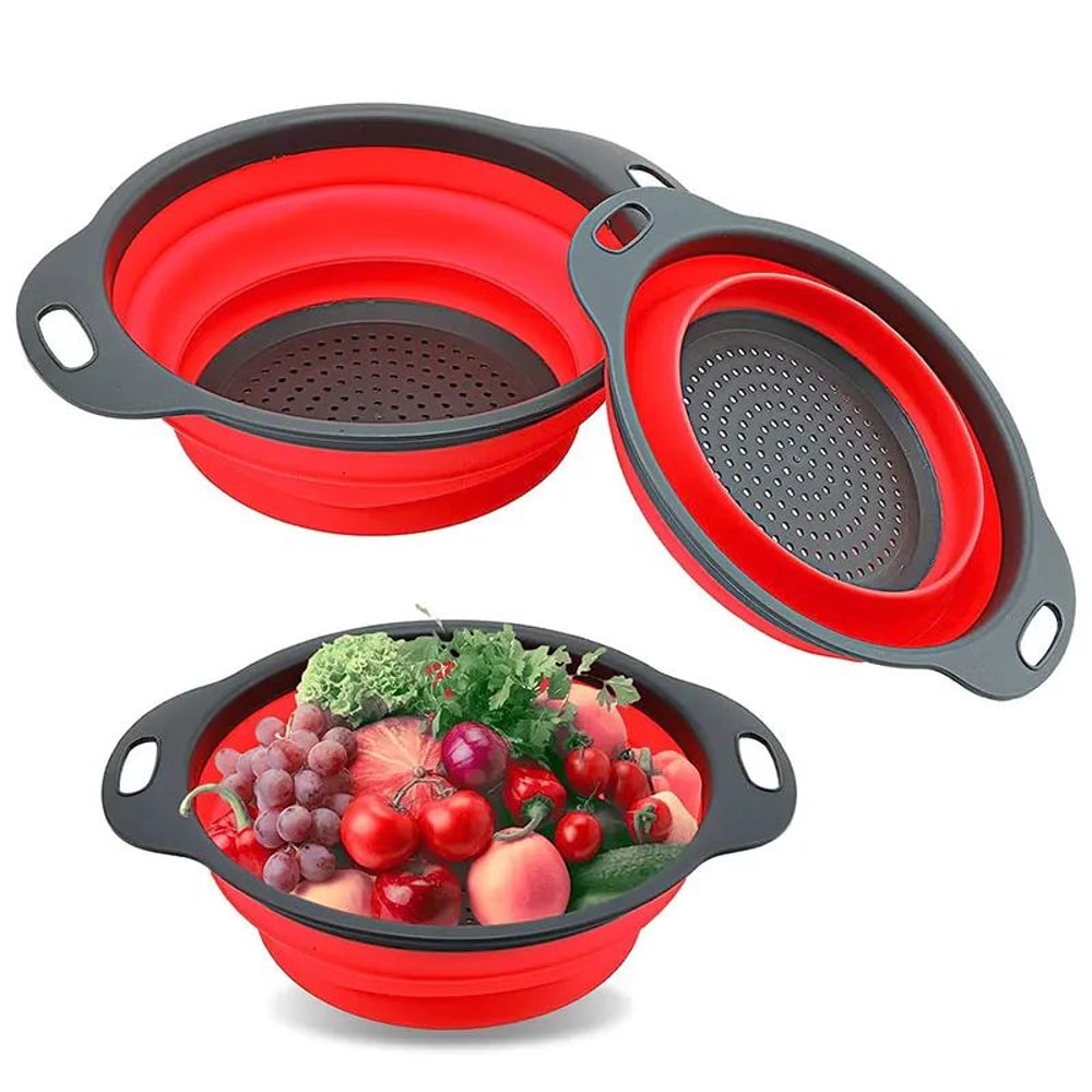 Collapsible Silicone Colander Foldable Fruit Vegetable Strainer For Compact Kitchens 0