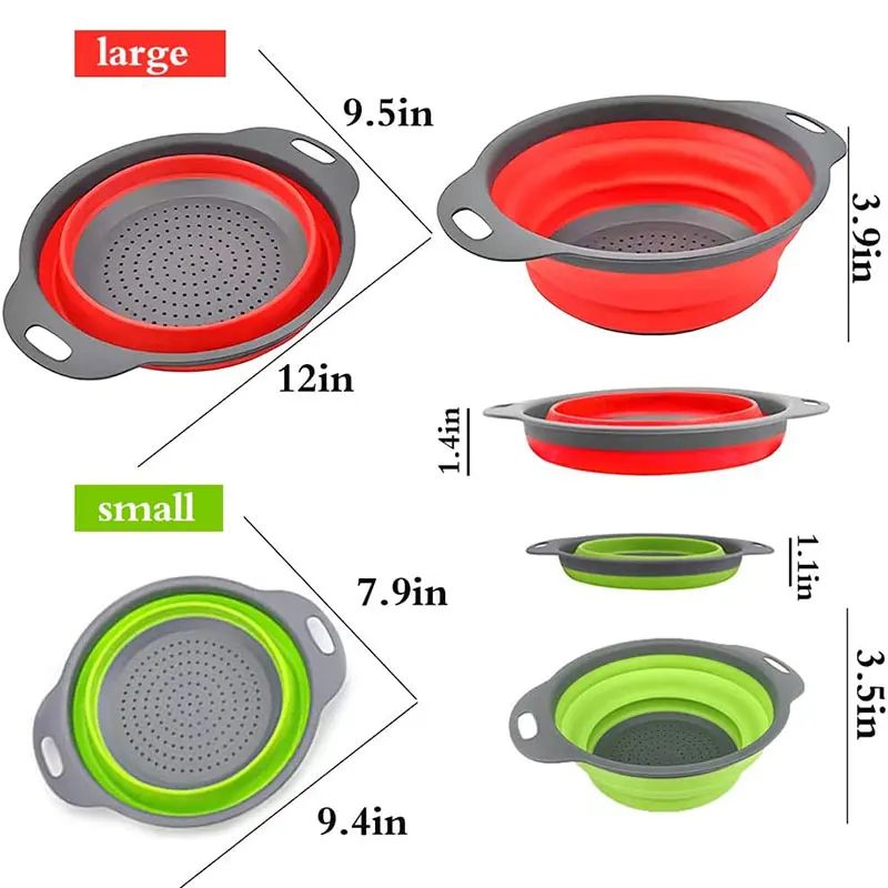 Collapsible Silicone Colander Foldable Fruit Vegetable Strainer For Compact Kitchens 3