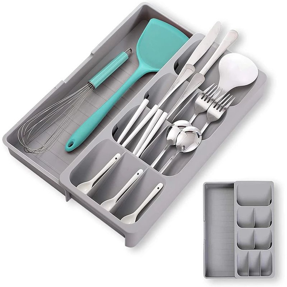 Multipurpose Kitchen Drawer Organizer Cutlery Utensil Storage Tray With Spice Holder 0