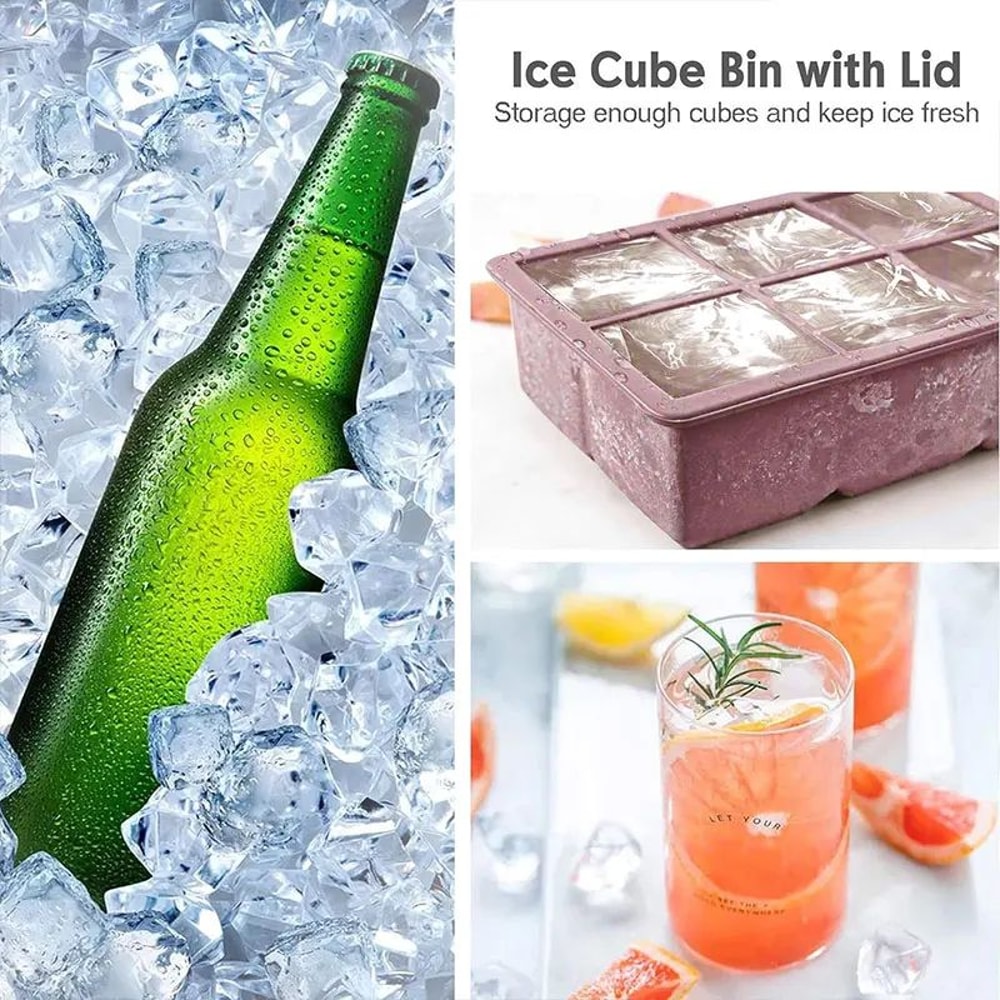 Large Square Silicone Ice Cube Trays With Lid Stackable Big Ice Mold For Freezer 6 Or 15 Grid 3