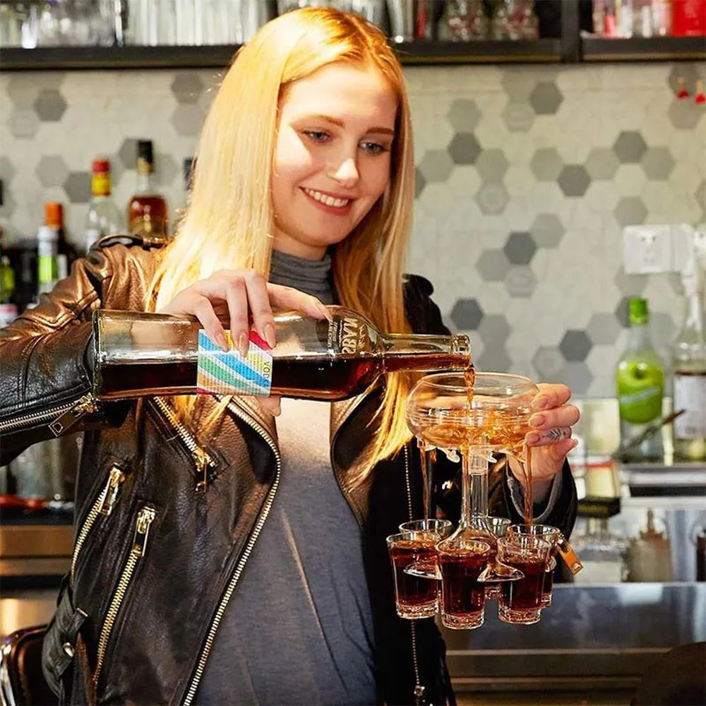 6Shot Glass Dispenser With Holder Multi Shot Pourer For Parties Cocktails 2