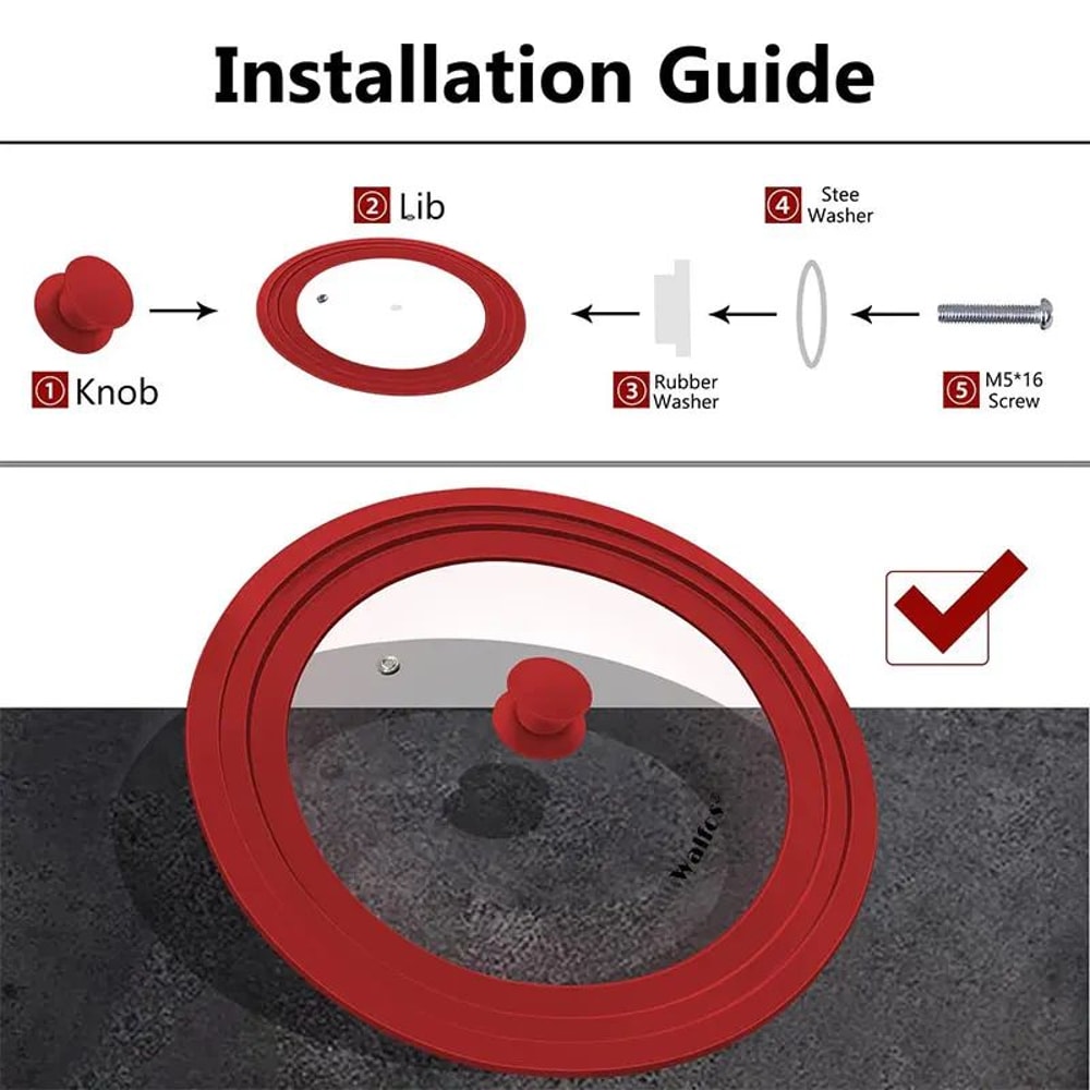 Universal Glass Pot Lid With Silicone Rim Fits 24cm 26cm 28cm Pots And Pans 2