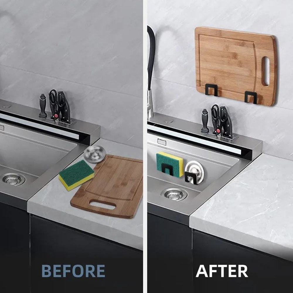 Stainless Steel Sink Tray Drainer SelfAdhesive Sponge Rag Holder Organizer 2