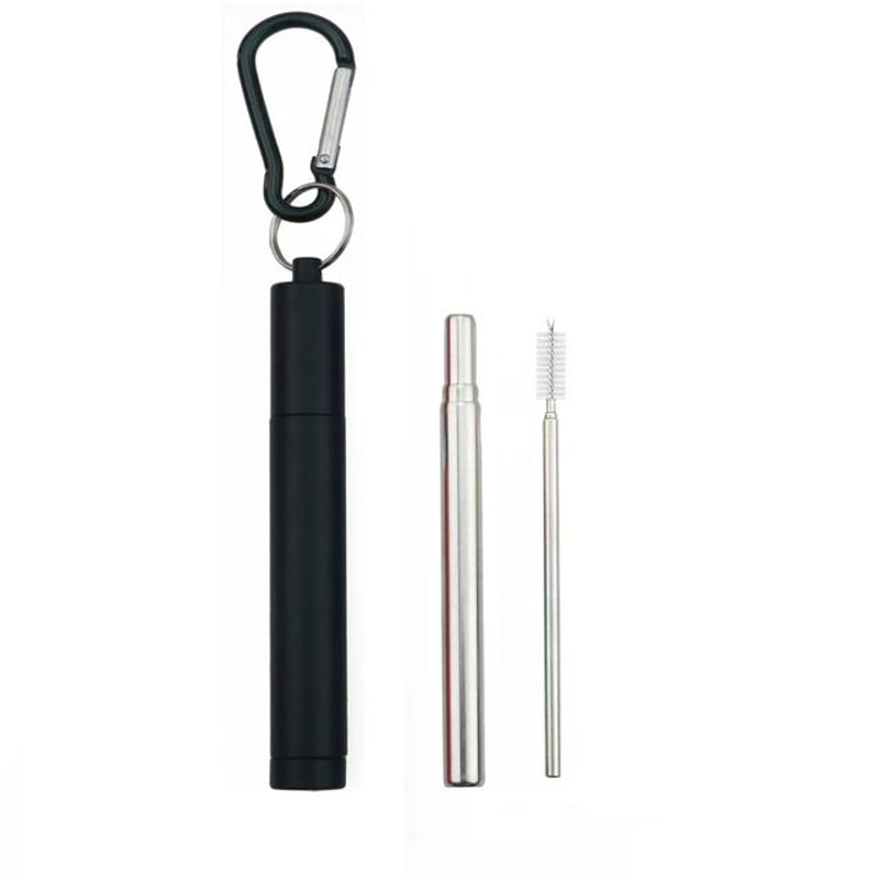 Collapsible Stainless Steel Straw Set Reusable Telescopic Travel Drinking Straw With Case 3