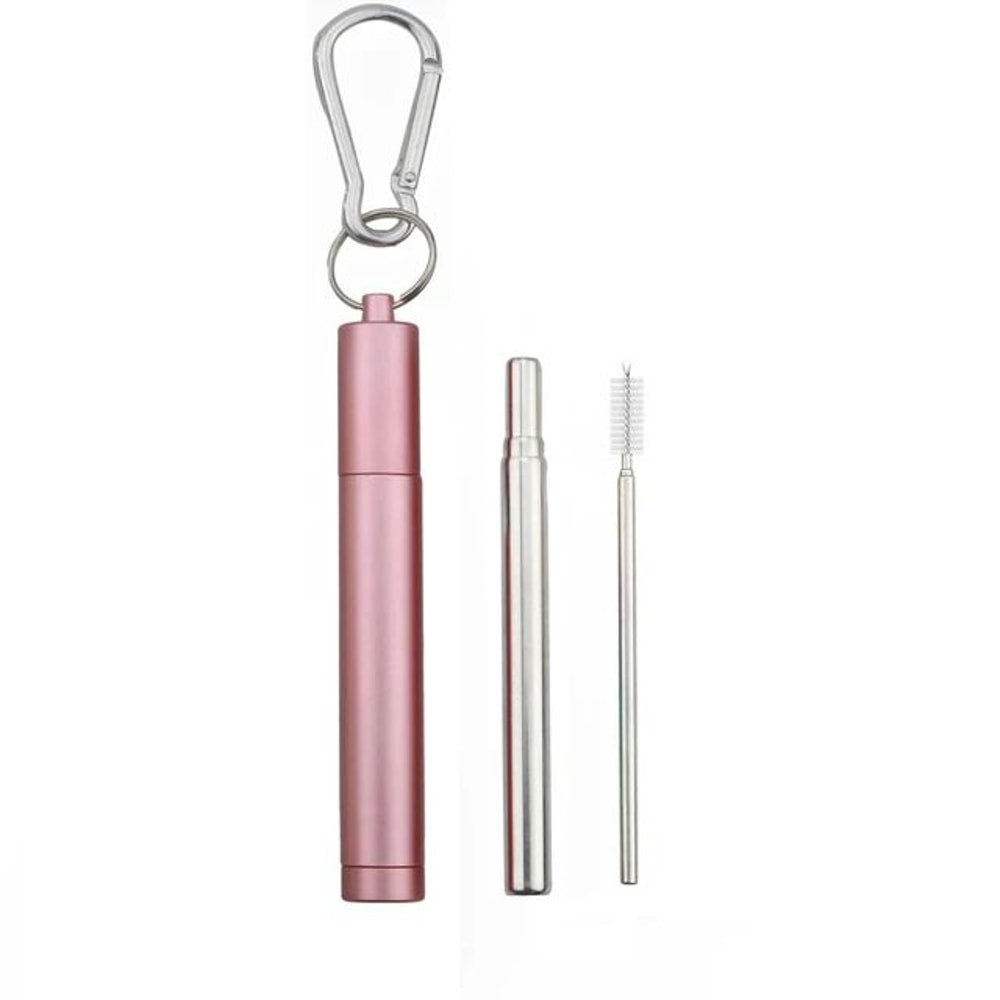 Collapsible Stainless Steel Straw Set Reusable Telescopic Travel Drinking Straw With Case 5