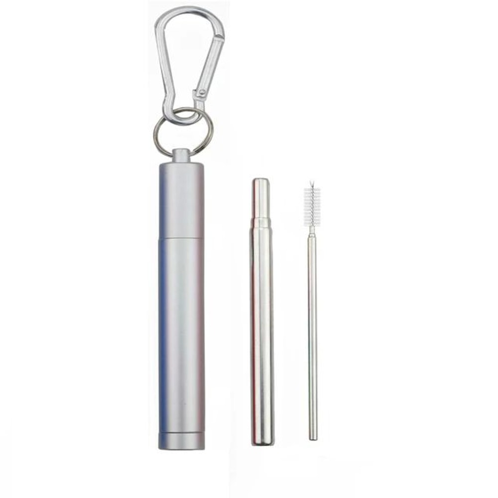 Collapsible Stainless Steel Straw Set Reusable Telescopic Travel Drinking Straw With Case 6