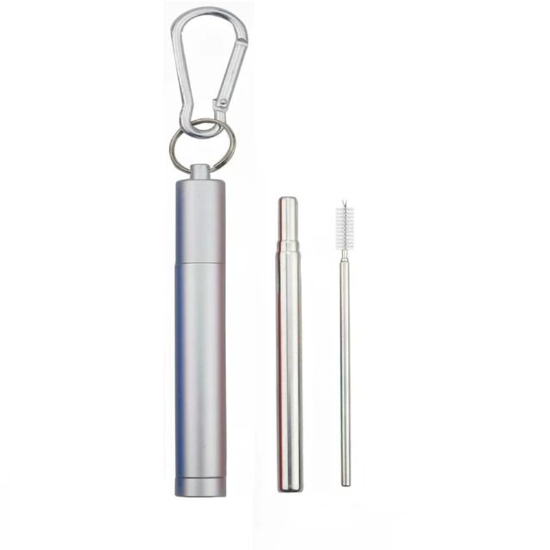 Collapsible Stainless Steel Straw Set Reusable Telescopic Travel Drinking Straw With Case 6