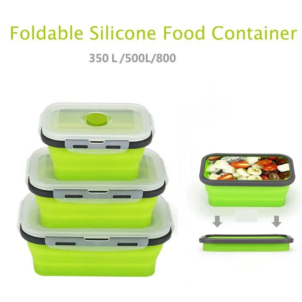 Collapsible Silicone Bento Lunch Box Portable Food Storage Container For Home Travel 1